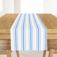 Mattress Ticking Wide Striped Pattern in Pale Blue and White