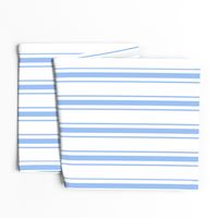 Mattress Ticking Wide Striped Pattern in Pale Blue and White