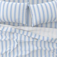 Mattress Ticking Wide Striped Pattern in Pale Blue and White