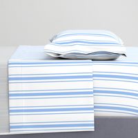 Mattress Ticking Wide Striped Pattern in Pale Blue and White