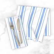 Mattress Ticking Wide Striped Pattern in Pale Blue and White