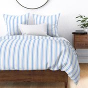 Mattress Ticking Wide Striped Pattern in Pale Blue and White