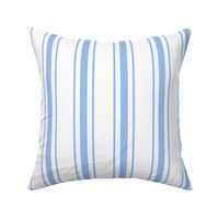 Mattress Ticking Wide Striped Pattern in Pale Blue and White