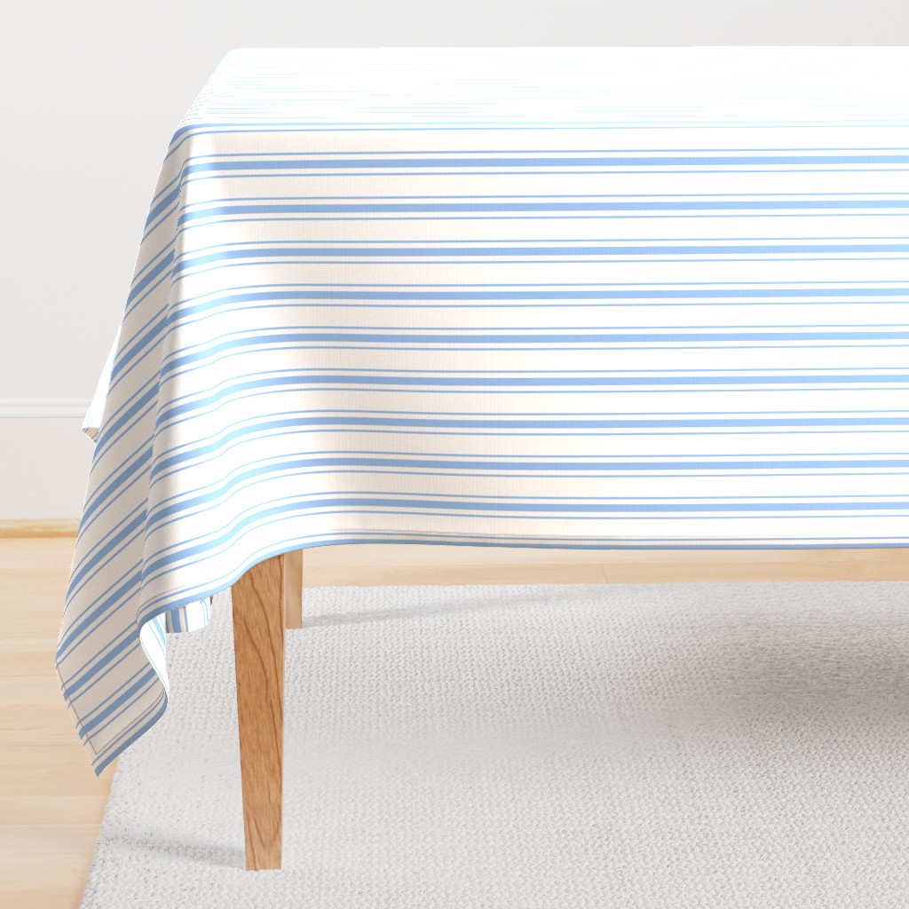 Mattress Ticking Narrow Striped Pattern in Pale Blue and White