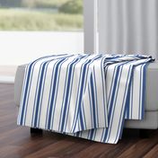 Mattress Ticking Wide Striped Pattern in Dark Blue and White