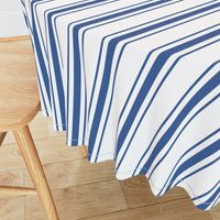 Mattress Ticking Wide Striped Pattern in Dark Blue and White