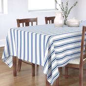 Mattress Ticking Wide Striped Pattern in Dark Blue and White