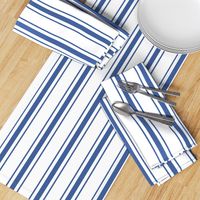 Mattress Ticking Wide Striped Pattern in Dark Blue and White