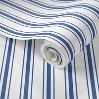 Mattress Ticking Wide Striped Pattern in Dark Blue and White