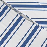 Mattress Ticking Wide Striped Pattern in Dark Blue and White