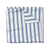 Mattress Ticking Wide Striped Pattern in Dark Blue and White