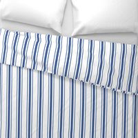 Mattress Ticking Wide Striped Pattern in Dark Blue and White