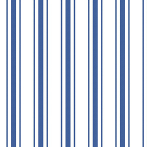 Mattress Ticking Wide Striped Pattern in Dark Blue and White