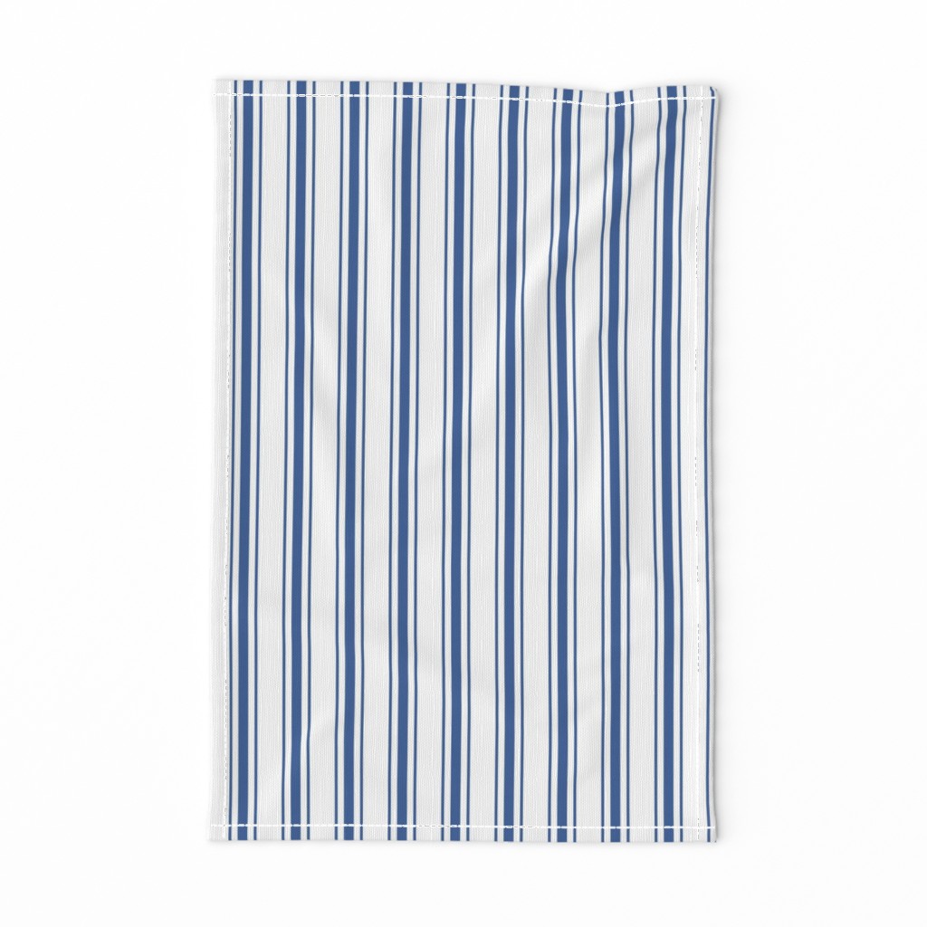 Mattress Ticking Narrow Striped Pattern in Dark Blue and White