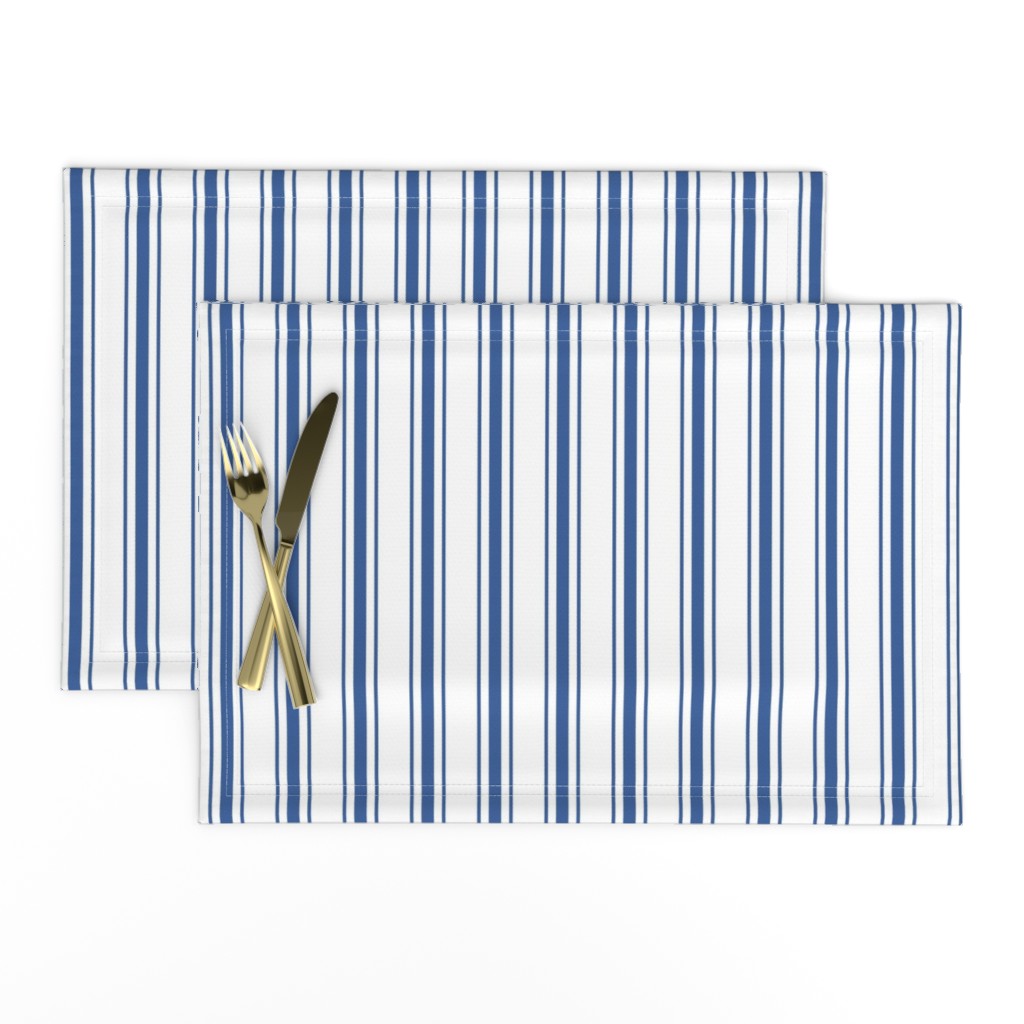 Mattress Ticking Narrow Striped Pattern in Dark Blue and White