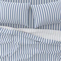 Mattress Ticking Narrow Striped Pattern in Dark Blue and White