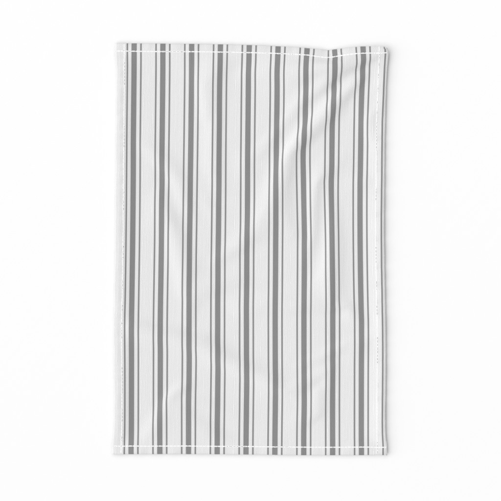 Mattress Ticking Narrow Striped Pattern in Charcoal Grey and White