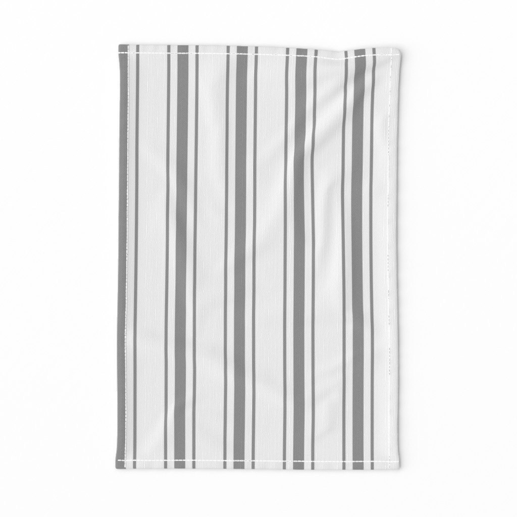 Mattress Ticking Wide Striped Pattern in Charcoal Grey and White