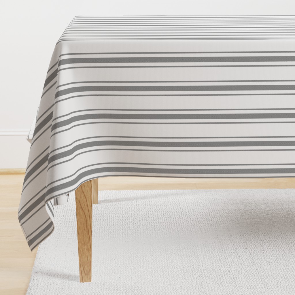 Mattress Ticking Wide Striped Pattern in Charcoal Grey and White