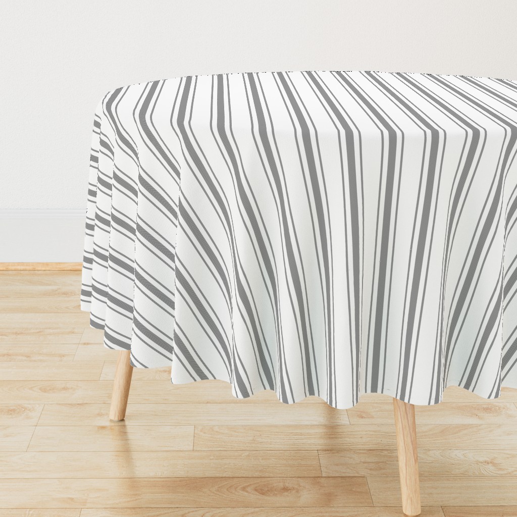 Mattress Ticking Wide Striped Pattern in Charcoal Grey and White