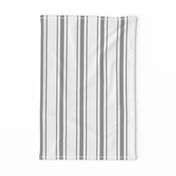 Mattress Ticking Wide Striped Pattern in Charcoal Grey and White