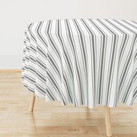 Mattress Ticking Wide Striped Pattern in Charcoal Grey and White