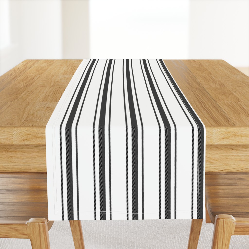 Mattress Ticking Wide Striped Pattern in Dark Black and White