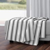 Mattress Ticking Wide Striped Pattern in Dark Black and White