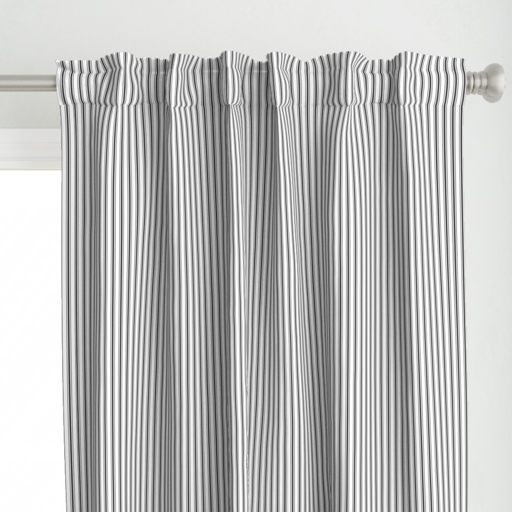 Mattress Ticking Narrow Striped Pattern in Dark Black and White