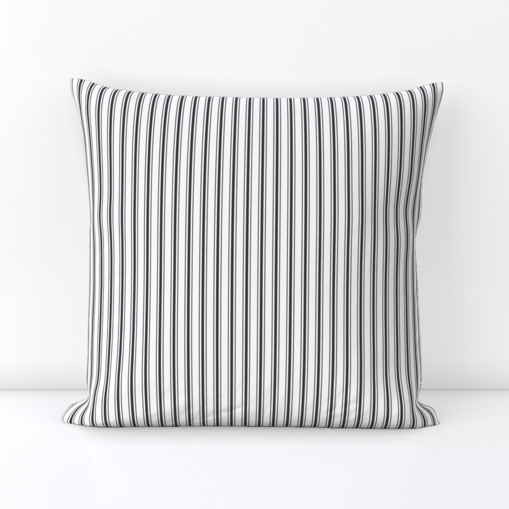 Mattress Ticking Narrow Striped Pattern in Dark Black and White