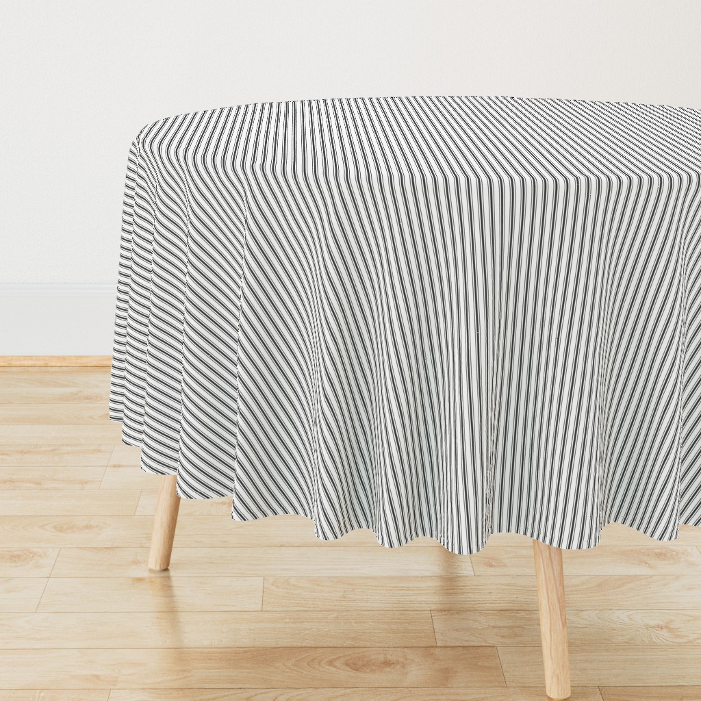 Mattress Ticking Narrow Striped Pattern in Dark Black and White