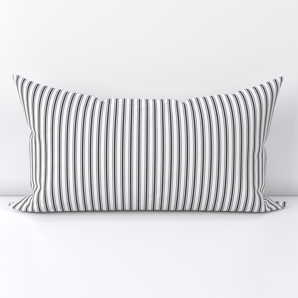 Mattress Ticking Narrow Striped Pattern in Dark Black and White