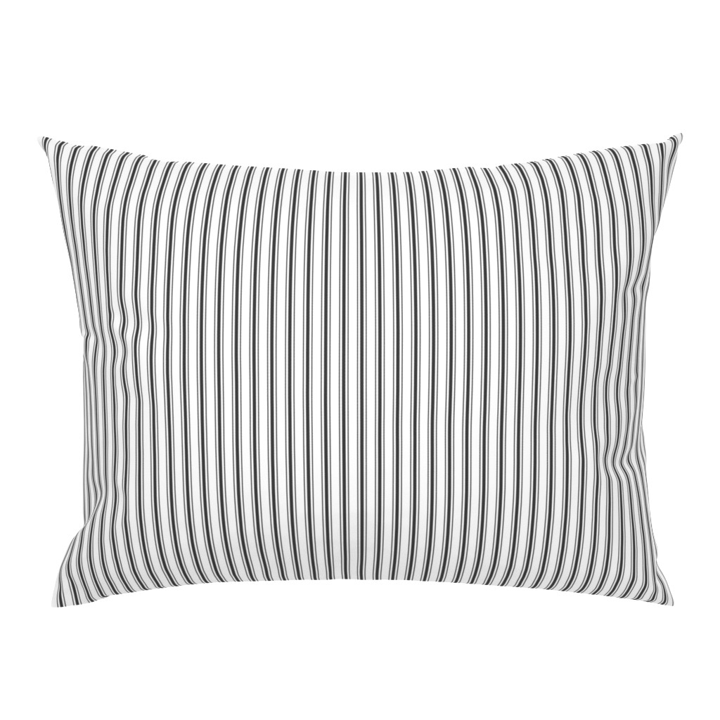 Mattress Ticking Narrow Striped Pattern in Dark Black and White