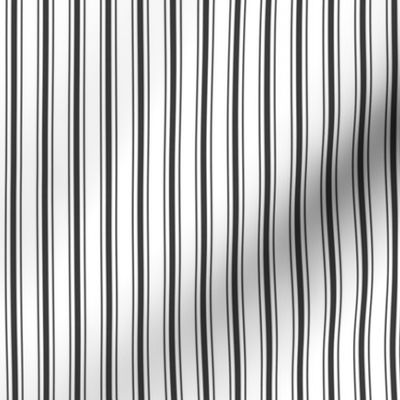 Mattress Ticking Narrow Striped Pattern in Dark Black and White