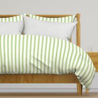 Greenery and White Mattress Ticking Stripes