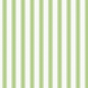 Greenery and White Mattress Ticking Stripes