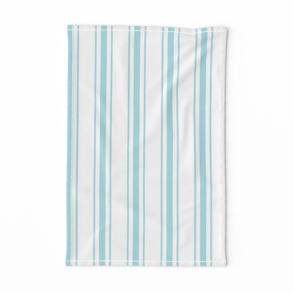 Pale Sky Blue and White Striped Mattress Ticking