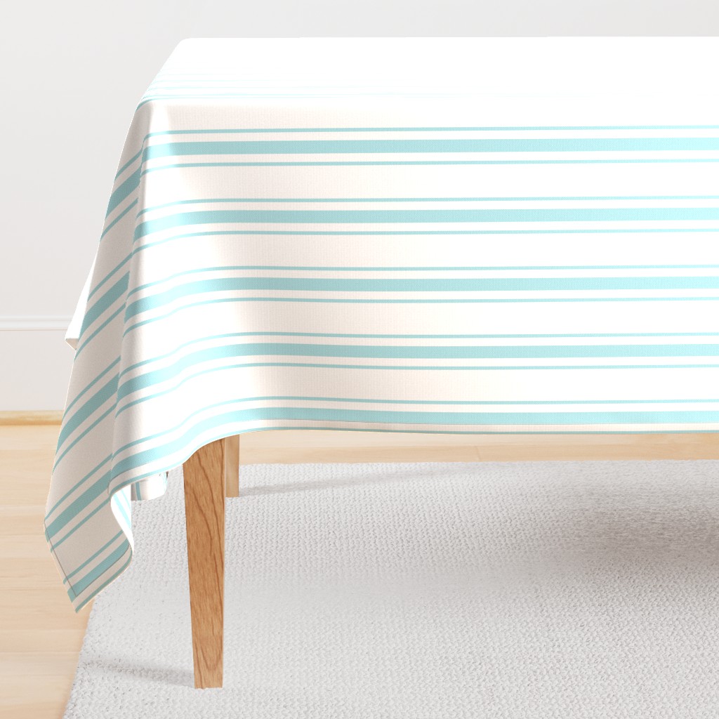 Pale Sky Blue and White Striped Mattress Ticking