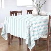 Pale Sky Blue and White Striped Mattress Ticking