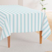 Pale Sky Blue and White Striped Mattress Ticking