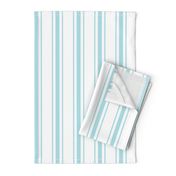 Pale Sky Blue and White Striped Mattress Ticking