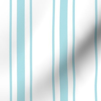 Pale Sky Blue and White Striped Mattress Ticking