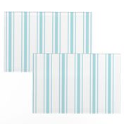 Pale Sky Blue and White Striped Mattress Ticking