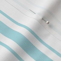 Pale Sky Blue and White Striped Mattress Ticking