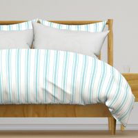 Pale Sky Blue and White Striped Mattress Ticking