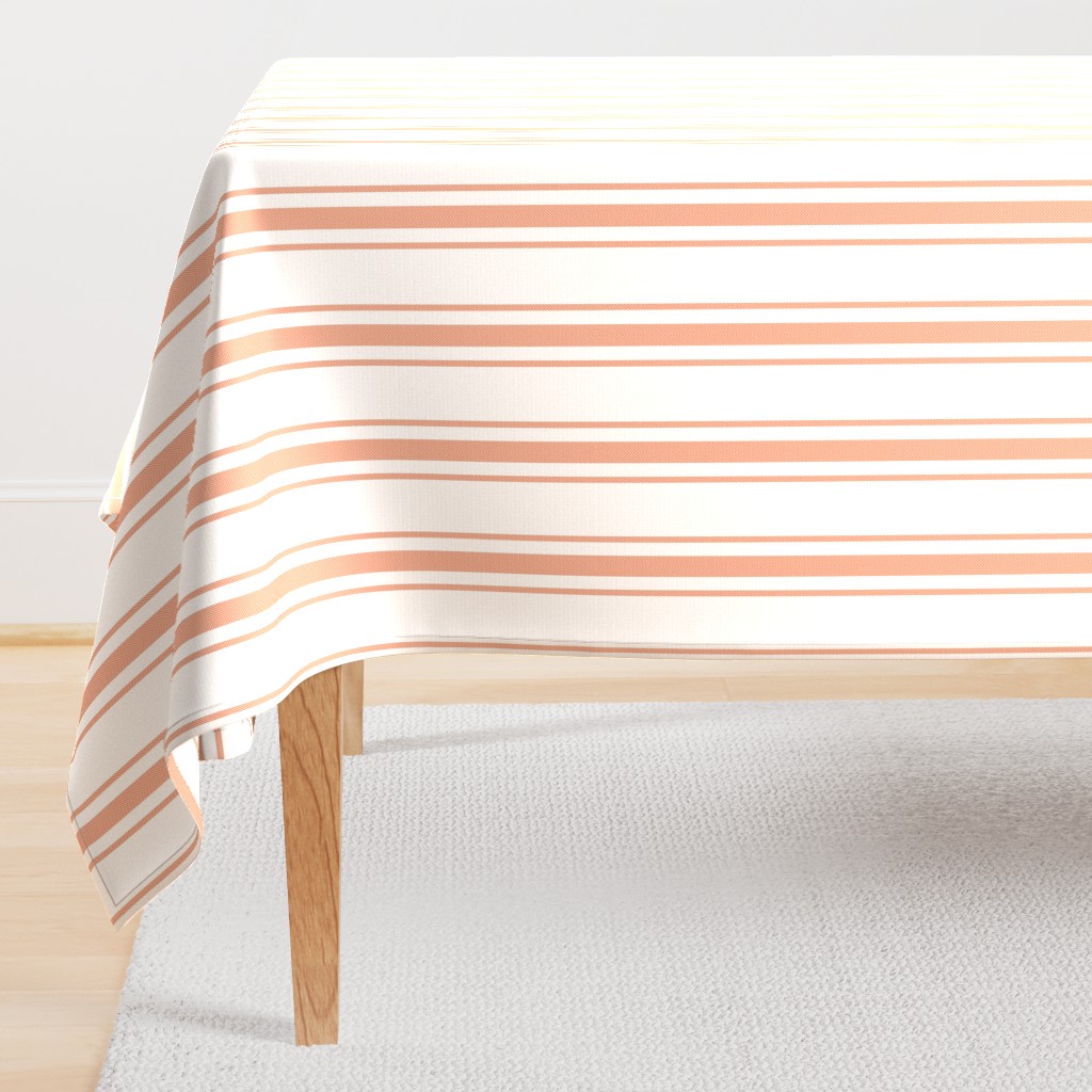 Large Shell Coral Peach Orange Mattress Ticking Stripes