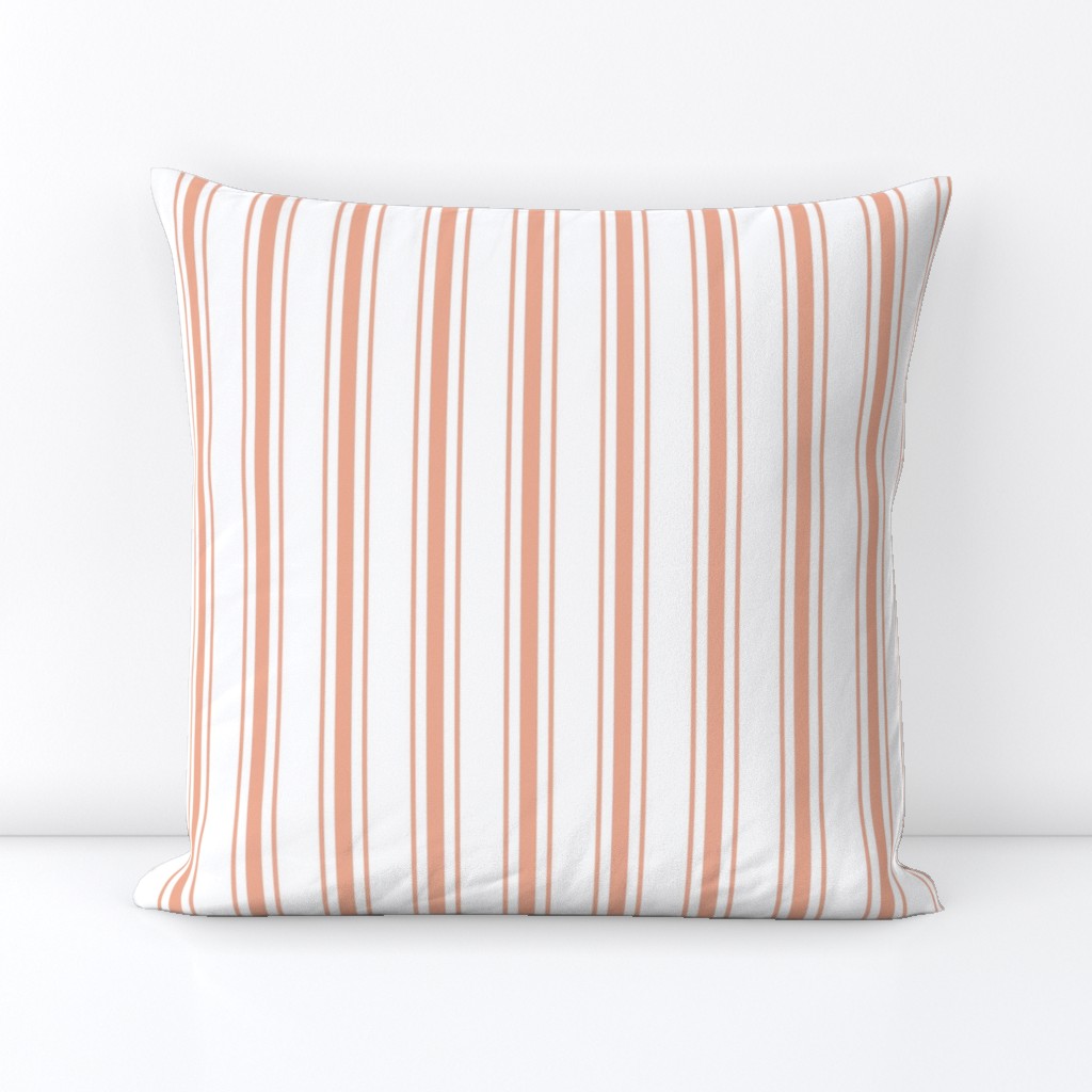 Small Shell Coral Peach Orange Mattress Ticking Stripes 