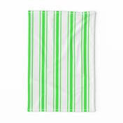 Mattress Ticking Wide Striped Pattern in Neon Green and White