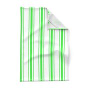 Mattress Ticking Wide Striped Pattern in Neon Green and White