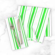 Mattress Ticking Wide Striped Pattern in Neon Green and White